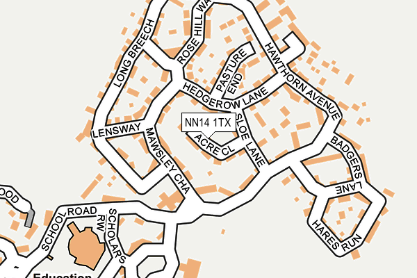 NN14 1TX map - OS OpenMap – Local (Ordnance Survey)