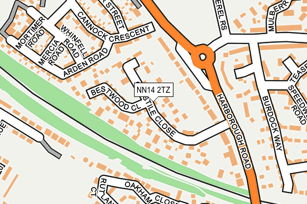 NN14 2TZ map - OS OpenMap – Local (Ordnance Survey)