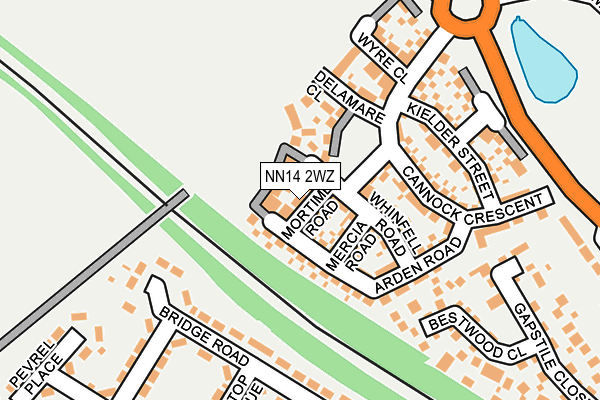 NN14 2WZ map - OS OpenMap – Local (Ordnance Survey)