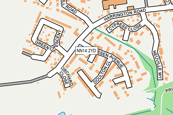 NN14 2YD map - OS OpenMap – Local (Ordnance Survey)