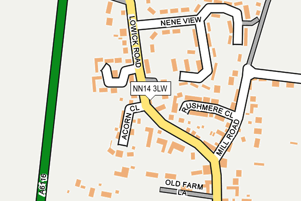 NN14 3LW map - OS OpenMap – Local (Ordnance Survey)