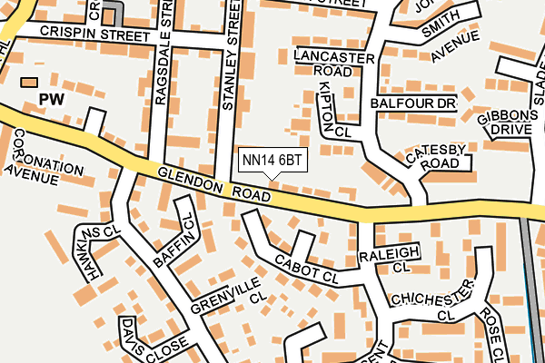 NN14 6BT map - OS OpenMap – Local (Ordnance Survey)