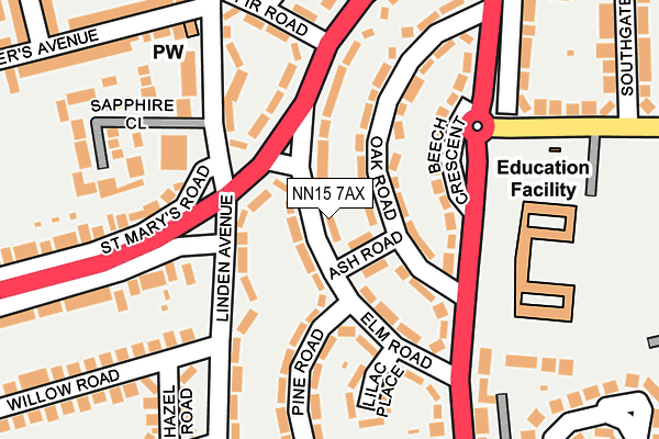 NN15 7AX map - OS OpenMap – Local (Ordnance Survey)