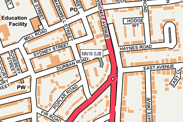 NN16 0JB map - OS OpenMap – Local (Ordnance Survey)