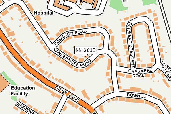 NN16 8UE map - OS OpenMap – Local (Ordnance Survey)