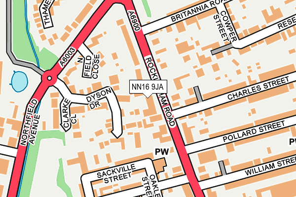 NN16 9JA map - OS OpenMap – Local (Ordnance Survey)