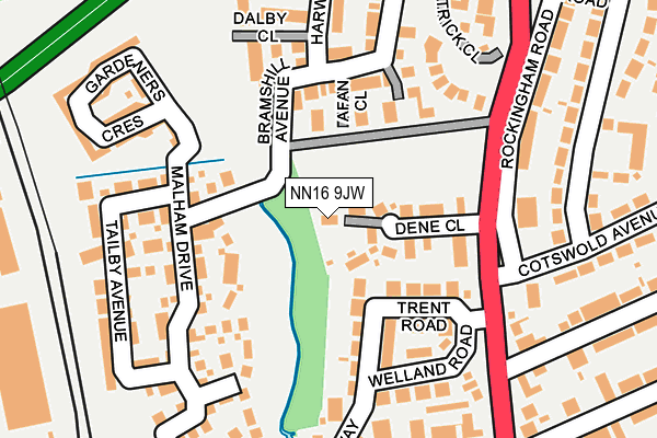NN16 9JW map - OS OpenMap – Local (Ordnance Survey)