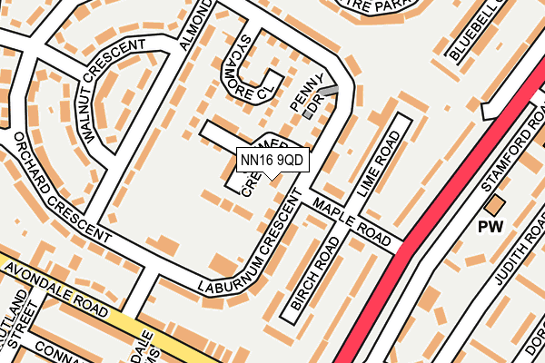 NN16 9QD map - OS OpenMap – Local (Ordnance Survey)