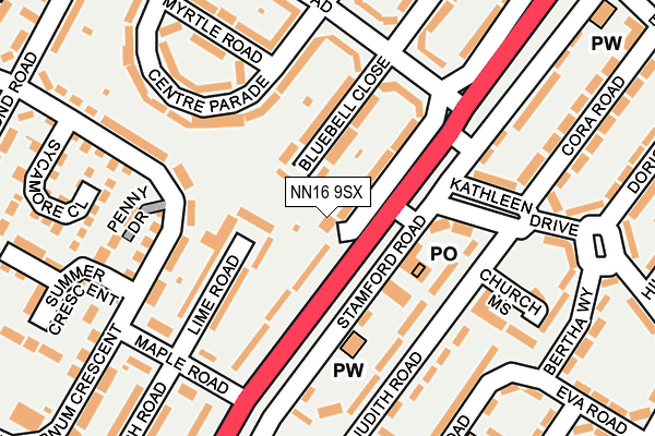 NN16 9SX map - OS OpenMap – Local (Ordnance Survey)