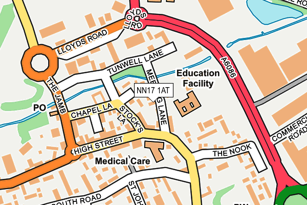 NN17 1AT map - OS OpenMap – Local (Ordnance Survey)