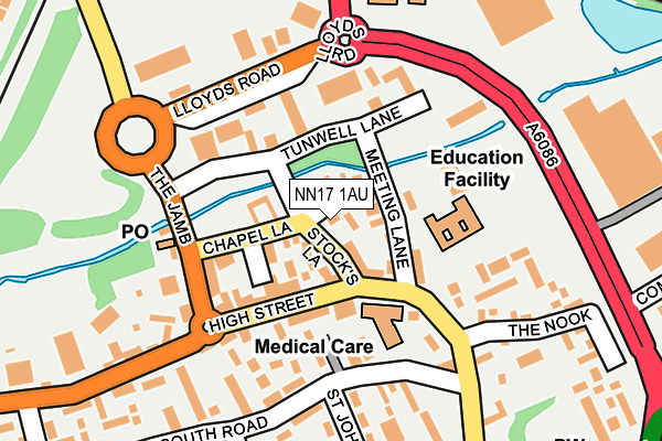 NN17 1AU map - OS OpenMap – Local (Ordnance Survey)