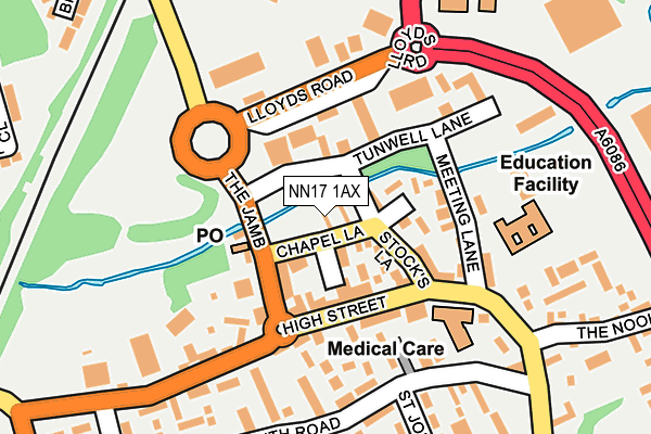NN17 1AX map - OS OpenMap – Local (Ordnance Survey)
