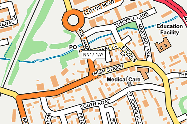 NN17 1AY map - OS OpenMap – Local (Ordnance Survey)