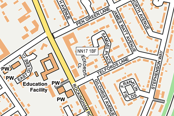 NN17 1BF map - OS OpenMap – Local (Ordnance Survey)
