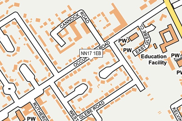NN17 1EB map - OS OpenMap – Local (Ordnance Survey)