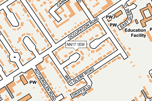 NN17 1EW map - OS OpenMap – Local (Ordnance Survey)
