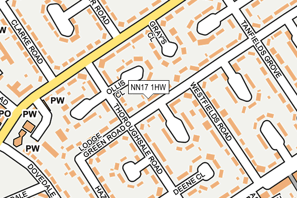 NN17 1HW map - OS OpenMap – Local (Ordnance Survey)