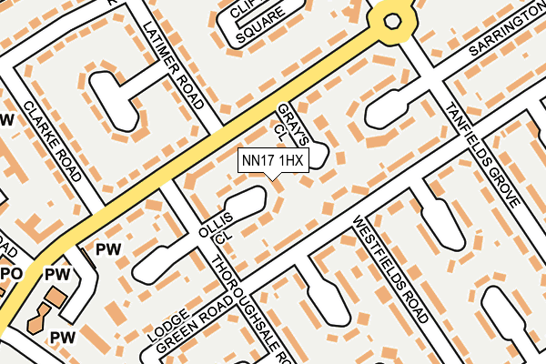 NN17 1HX map - OS OpenMap – Local (Ordnance Survey)