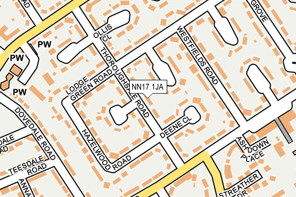 NN17 1JA map - OS OpenMap – Local (Ordnance Survey)