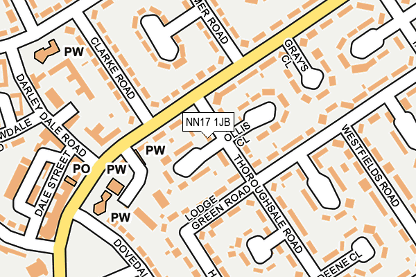 NN17 1JB map - OS OpenMap – Local (Ordnance Survey)