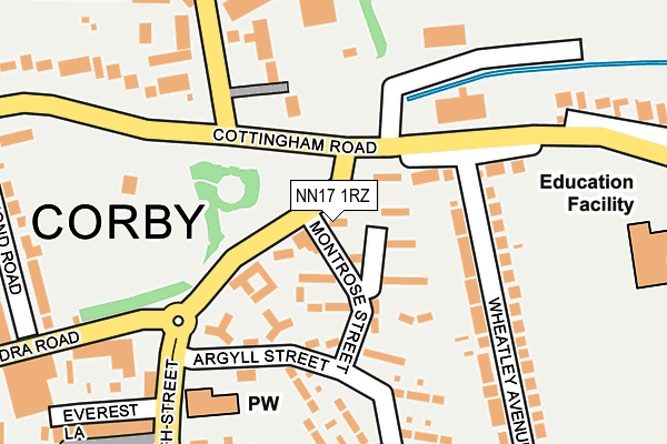 NN17 1RZ map - OS OpenMap – Local (Ordnance Survey)
