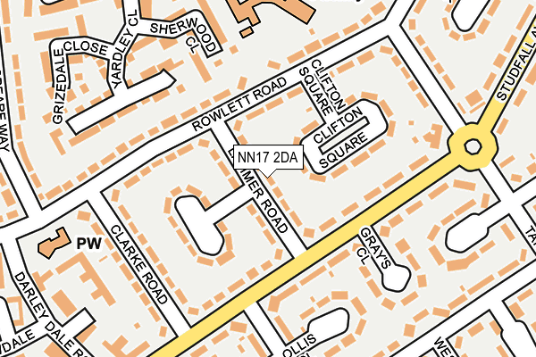 NN17 2DA map - OS OpenMap – Local (Ordnance Survey)