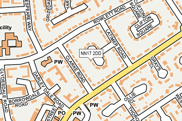NN17 2DD map - OS OpenMap – Local (Ordnance Survey)