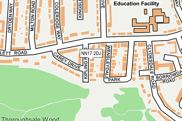 NN17 2DJ map - OS OpenMap – Local (Ordnance Survey)