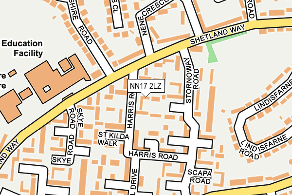 NN17 2LZ map - OS OpenMap – Local (Ordnance Survey)