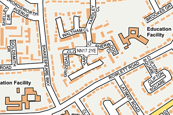 NN17 2YE map - OS OpenMap – Local (Ordnance Survey)