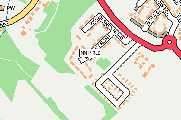 NN17 3JZ map - OS OpenMap – Local (Ordnance Survey)