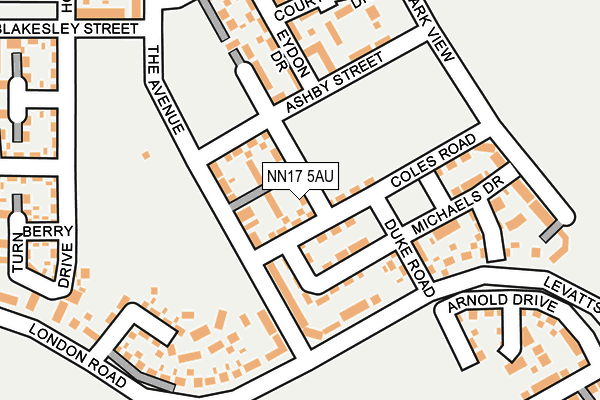 NN17 5AU map - OS OpenMap – Local (Ordnance Survey)
