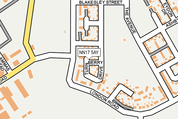 NN17 5AY map - OS OpenMap – Local (Ordnance Survey)