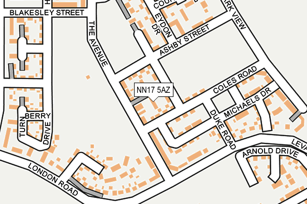 NN17 5AZ map - OS OpenMap – Local (Ordnance Survey)