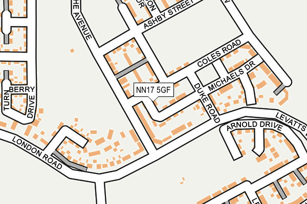 NN17 5GF map - OS OpenMap – Local (Ordnance Survey)