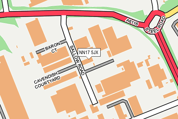 NN17 5JX map - OS OpenMap – Local (Ordnance Survey)
