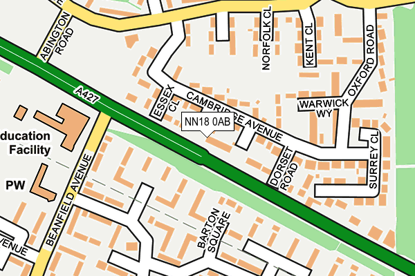 NN18 0AB map - OS OpenMap – Local (Ordnance Survey)