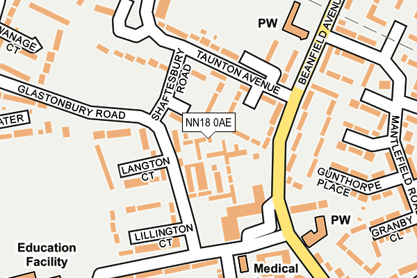 NN18 0AE map - OS OpenMap – Local (Ordnance Survey)