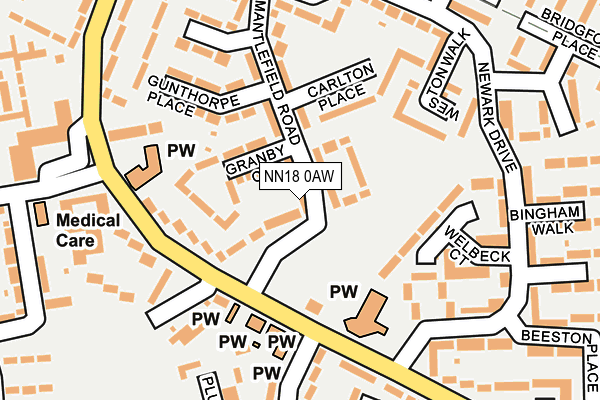NN18 0AW map - OS OpenMap – Local (Ordnance Survey)