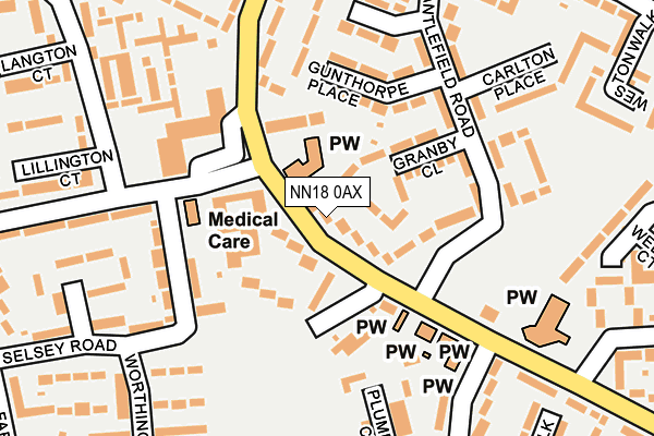 NN18 0AX map - OS OpenMap – Local (Ordnance Survey)