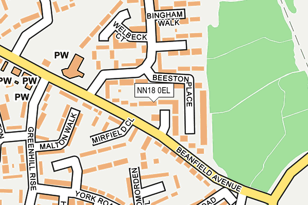NN18 0EL map - OS OpenMap – Local (Ordnance Survey)
