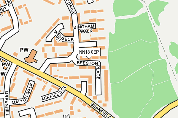 NN18 0EP map - OS OpenMap – Local (Ordnance Survey)