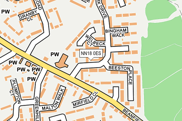 NN18 0ES map - OS OpenMap – Local (Ordnance Survey)