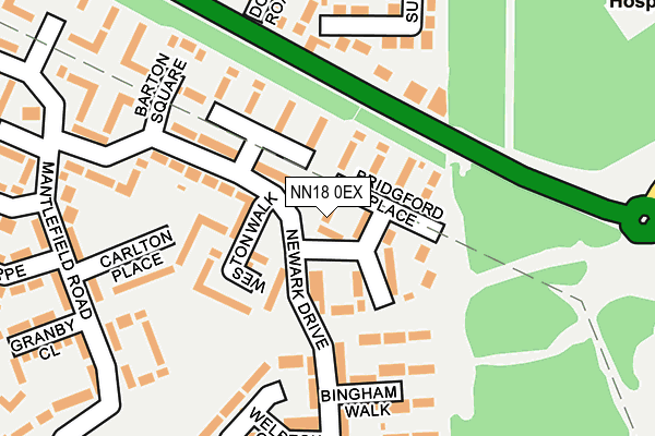 NN18 0EX map - OS OpenMap – Local (Ordnance Survey)