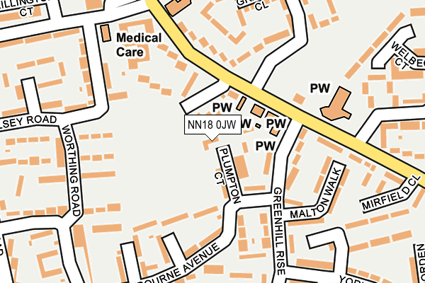 NN18 0JW map - OS OpenMap – Local (Ordnance Survey)