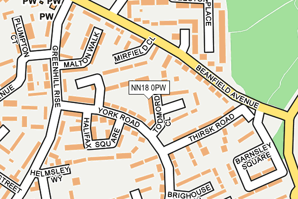 NN18 0PW map - OS OpenMap – Local (Ordnance Survey)