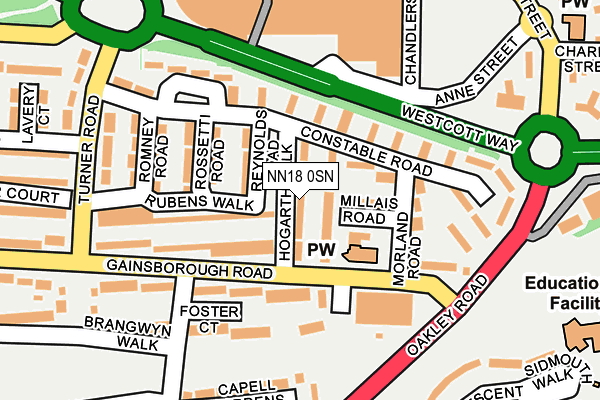 NN18 0SN map - OS OpenMap – Local (Ordnance Survey)