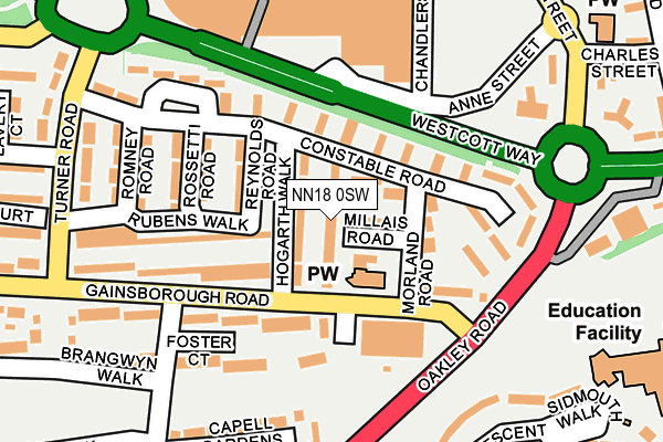 NN18 0SW map - OS OpenMap – Local (Ordnance Survey)