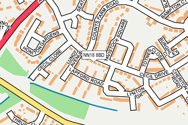 NN18 8BD map - OS OpenMap – Local (Ordnance Survey)