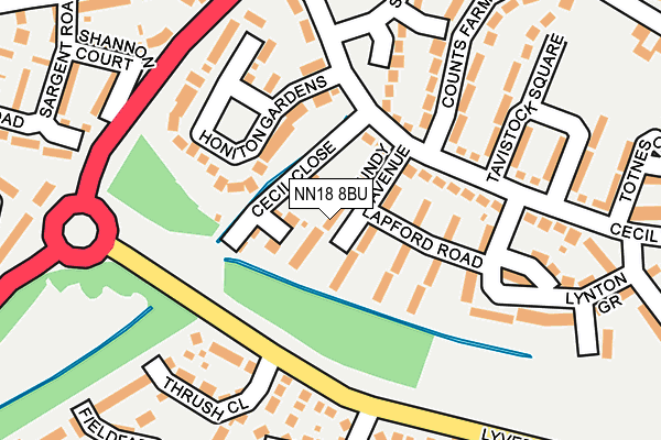 NN18 8BU map - OS OpenMap – Local (Ordnance Survey)